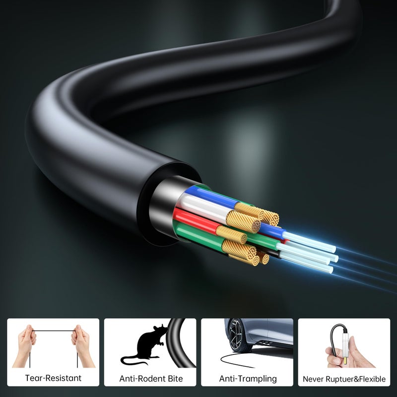 FeizLink 4K Fiber Optic HDMI Cable 35ft, 4K 60Hz 18Gbps HDR10 HDCP2.3 3D Slim Flexible HDMI 2.0 Cable for HDTV/TVbox/Gaming Box/Projector - Image 3